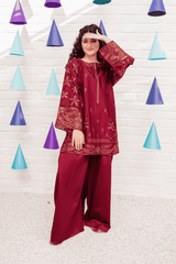maroon rosewood short shirt and plazo trouser for women