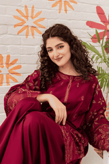 maroon rosewood short shirt and plazo trouser for women