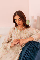 off white skin semi formal embroidered frock Lawn dress