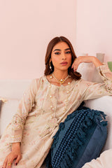 off white skin semi formal embroidered frock Lawn dress