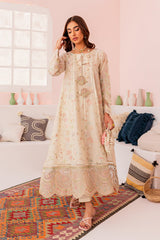 off white skin semi formal embroidered frock dress