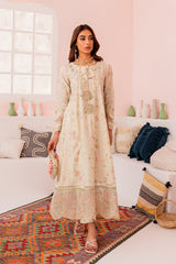 off white skin semi formal embroidered frock Lawn dress