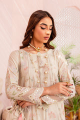 off white skin semi formal embroidered frock Lawn dress