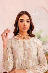 off white skin semi formal embroidered frock Lawn dress