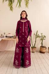 Maroon Albus Percival 3PC Embroidered Lawn Dress sharara