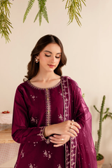 Maroon Albus Percival 3PC Embroidered Lawn Dress sharara