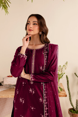Maroon Albus Percival 3PC Embroidered Lawn Dress sharara