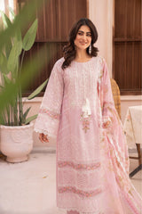 3 Pc KAMRMA Pink EMBROIDERED DRESS