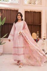 3 Pc KAMRMA Pink EMBROIDERED DRESS