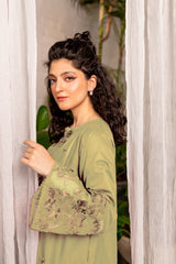 Afeefa Gold 2Pc Embroidered Dress