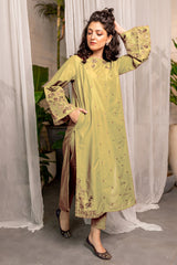 Afeefa Gold 2Pc Embroidered Dress