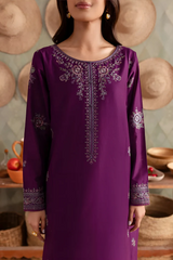 Purple Raina 2Pc - Embroidered Khaddar Dress
