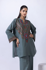 Teal Blue Embroidered 2-Piece Suit – Premium Collection by Lalazar