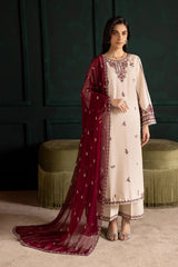 Ivory Rua 3Pc - Embroidered Khaddar Dress