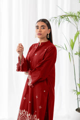 Deep Sea Maroon 2Pc Embroidered