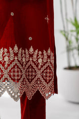 Deep Sea Maroon 2Pc Embroidered