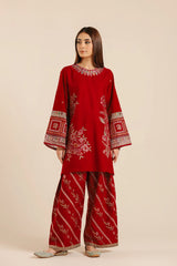 Red Embroidered short women dress