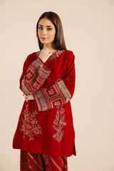 Red Embroidered short women dress
