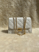 Cross body bag with golden chain.(White)