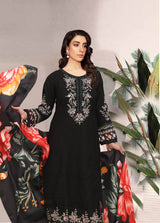 Mahpara Black 3 Pc Embroidered Dhanak Dress