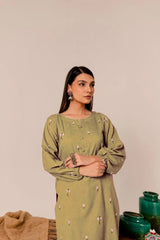 Gold Rose 2Pc Fully Embroidered Winter Dress