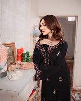 2-Pc Mahira Black Embroidered Lawn Dress