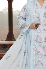 3 Pc Bareezay Sky Blue Embroidered Dress