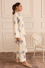 Women cream kurta with floral design