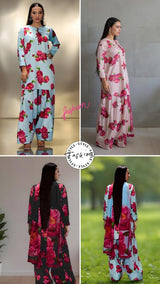 Floral printed kurta trouser set for women