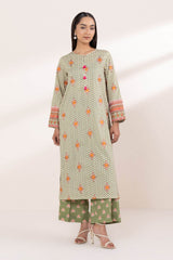 Green printed kurta trouser set for women