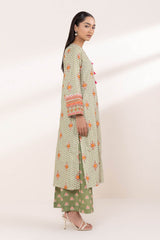 Side view of green printed kurta outfit