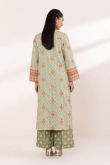 Back view of women green kurta