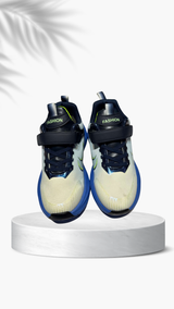 Top view kids sneakers with strap