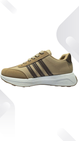 Kids Classic Stripe Sneakers – White, Black & Brown