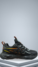 Kids black and orange sporty sneakers