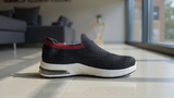 Maroon knit slip-on shoes for women