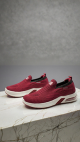 Women maroon knit slip-on sneakers