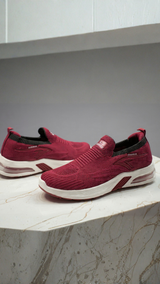 Maroon casual slip-on shoes women side view