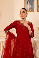 Gold Ruby 3Pc - Embroidered Lawn Dress
