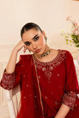 Gold Ruby 3Pc - Embroidered Lawn Dress