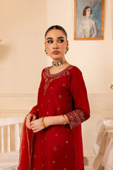 Gold Ruby 3Pc - Embroidered Lawn Dress