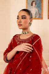 Gold Ruby 3Pc - Embroidered Lawn Dress