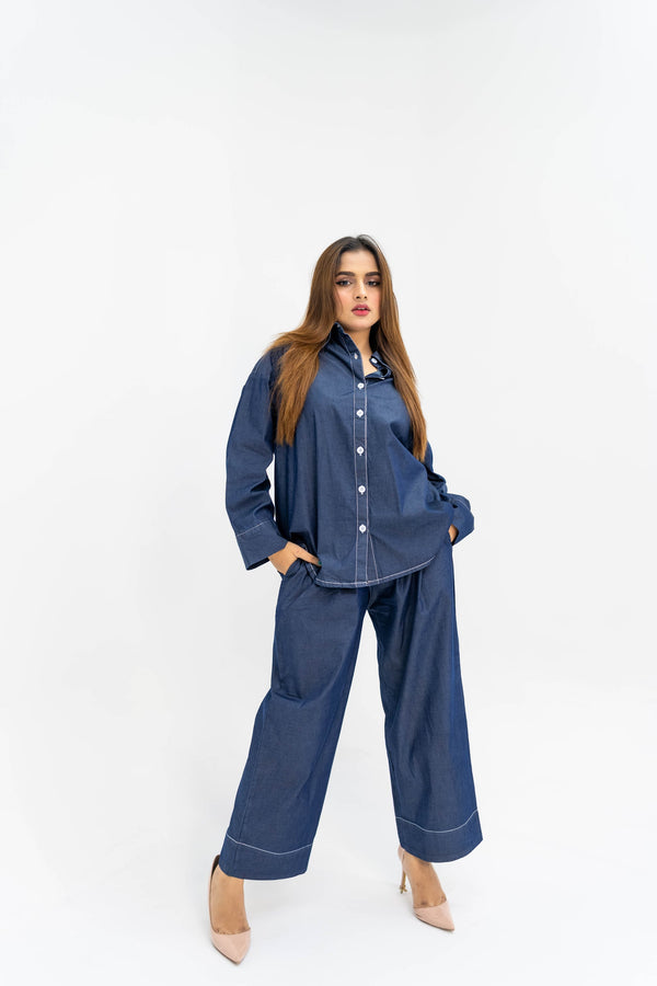 Denim Drop Shoulder Co-ord Set