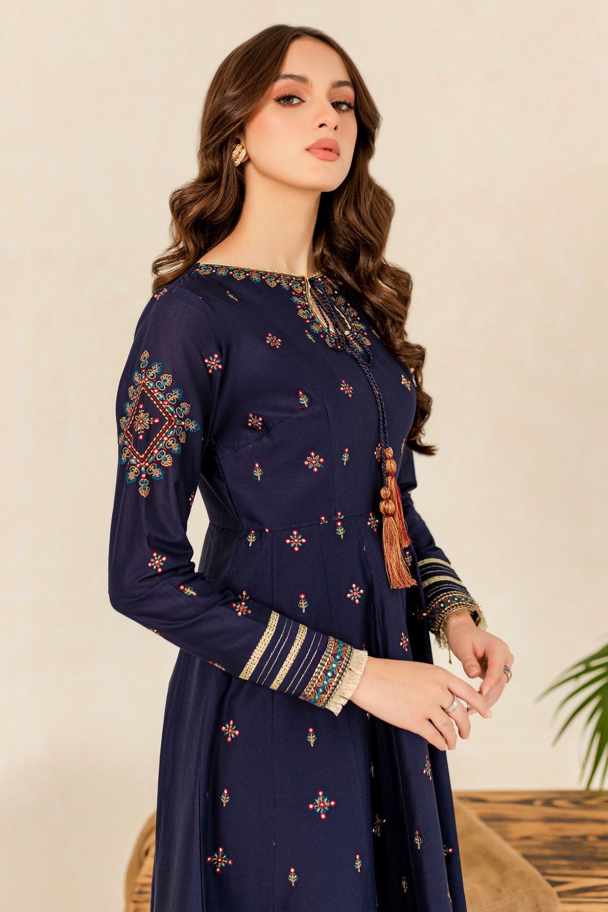 Hreem Navy Blue 02 Pc Winter Dress