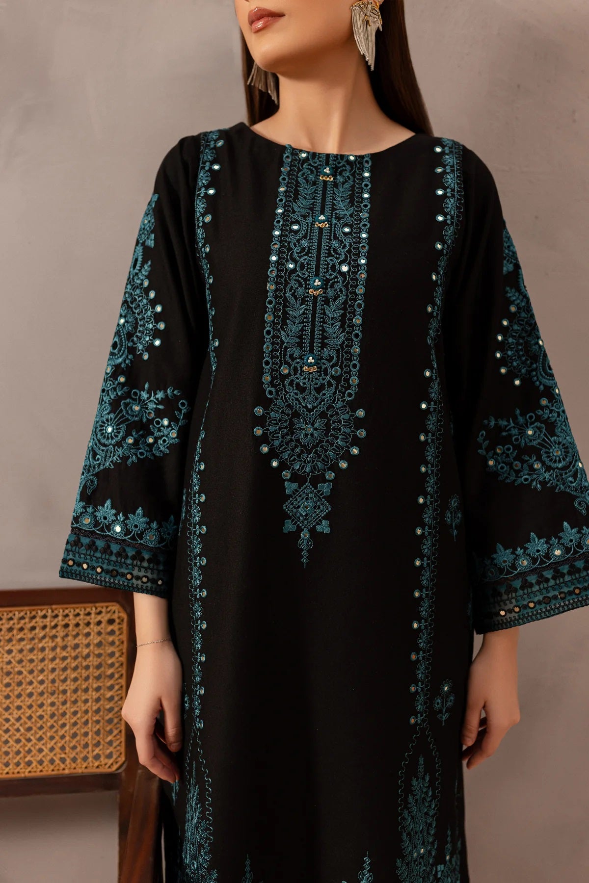 Misha Black 2Pc - Embroidered Winter Lawn Dress
