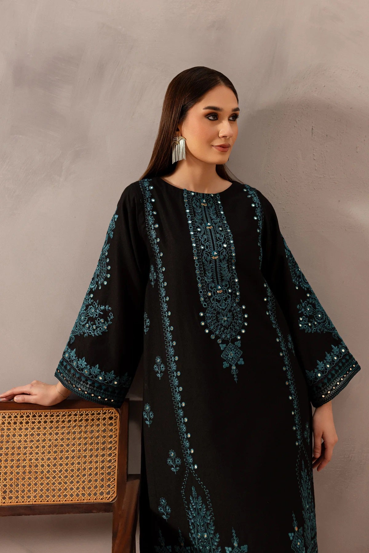 Misha Black 2Pc - Embroidered Winter Lawn Dress