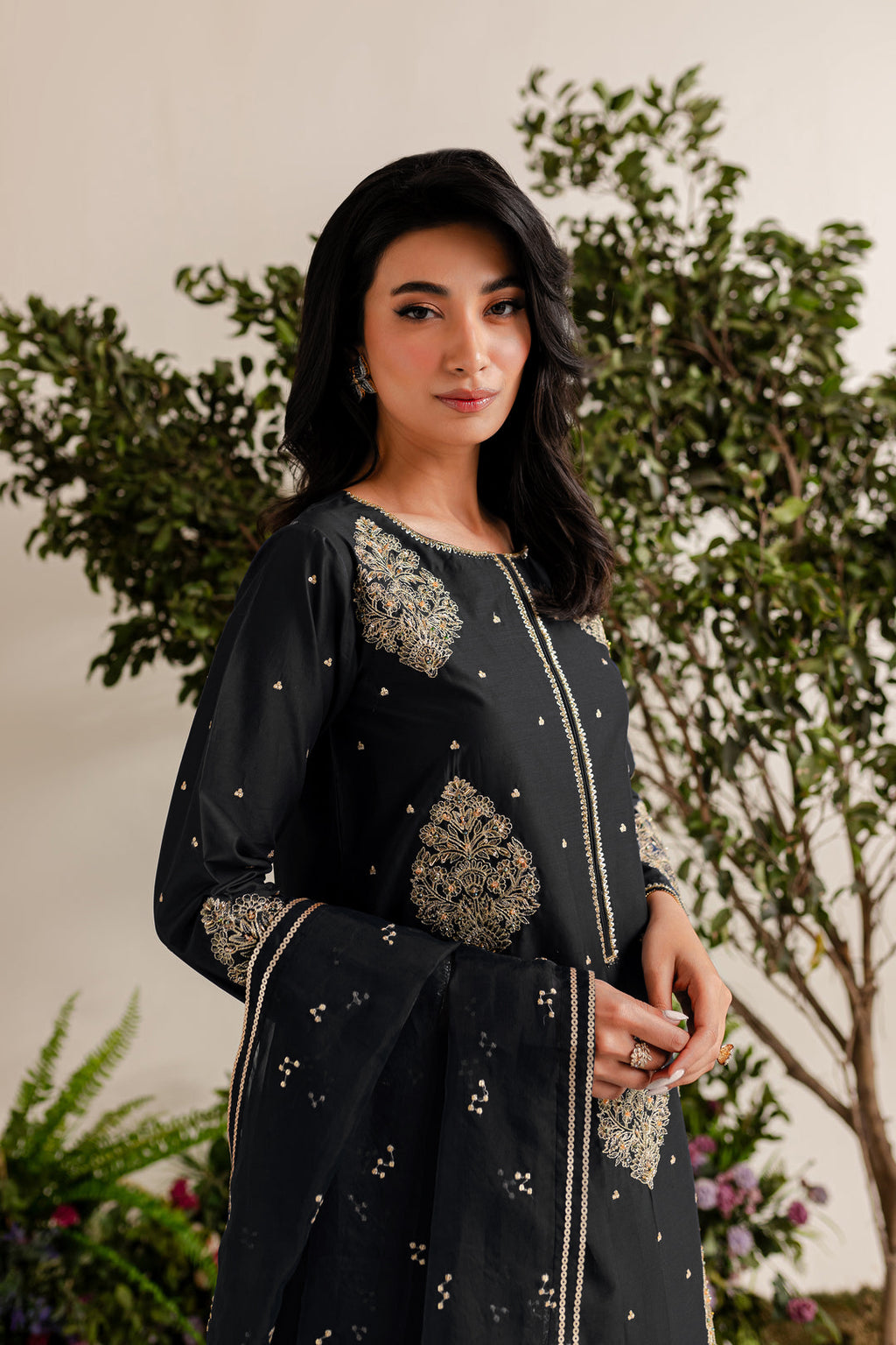 IMPERIAL BLACK 3PC EMBROIDERED Dress