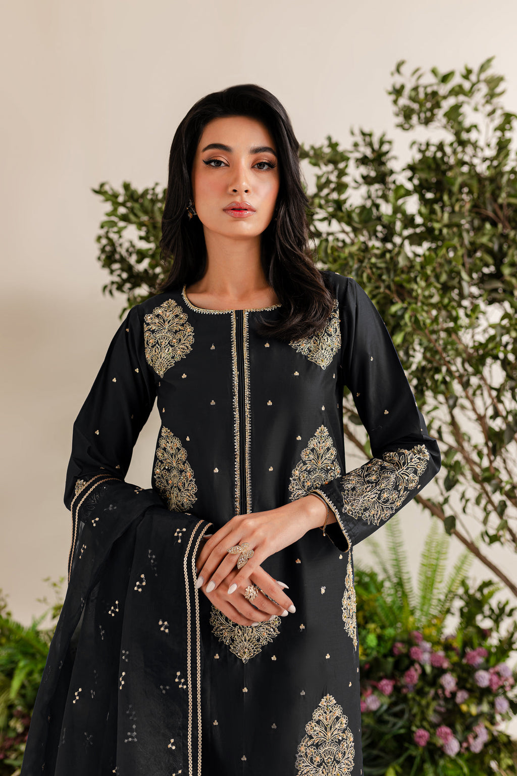 IMPERIAL BLACK 3PC EMBROIDERED Dress