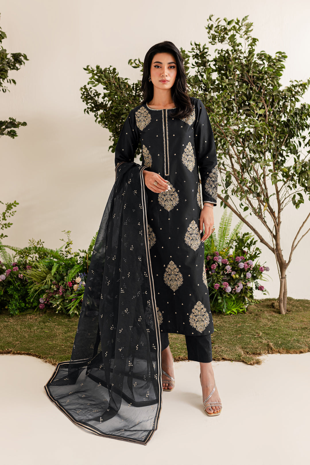 IMPERIAL BLACK 3PC EMBROIDERED Dress