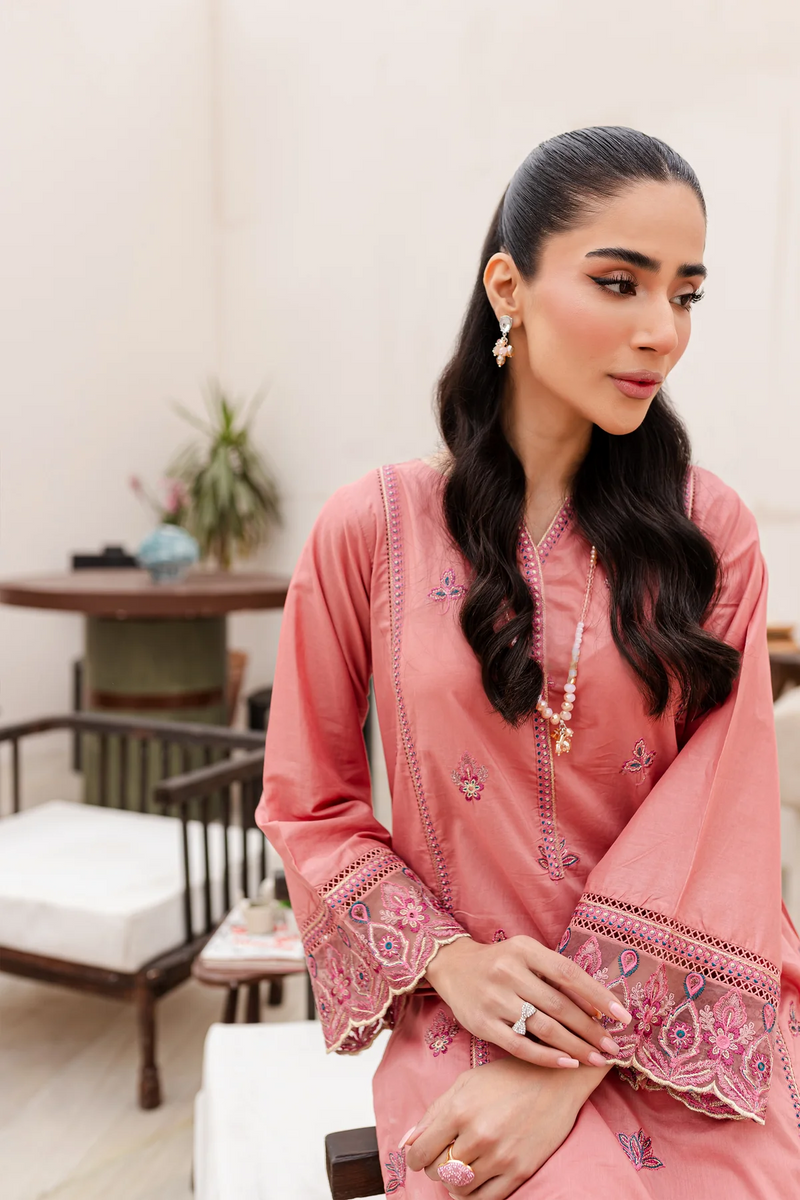 Candied Peach 2Pc Embroidered Dress